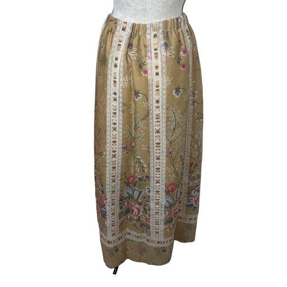 Tumbleweeds True Vintage Prairie Maxi Skirt Size Medium Tan Cream Floral Lace - Picture 3 of 11